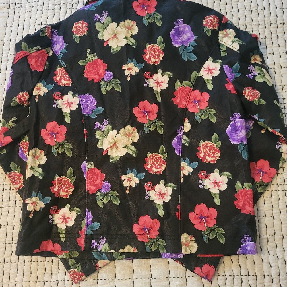 Disney Rapunzel Moto Jacket Black Floral Size 7/8 Tangled Brand New - Picture 2 of 4